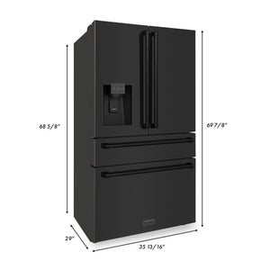 ZLINE KITCHEN & BATH Counter-Depth 21.6-cu ft 4 -Door French Door Refrigerator with Ice Maker with Water Dispenser ( Fingerprint Resistant Black Stainless Steel ) ENERGY STAR Certified
