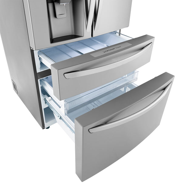 LG Counter-Depth Craft Ice 22.5-cu ft 4 -Door Smart Compatible French Door Refrigerator with Dual Ice Maker with Water and Ice Dispenser and Door within Door ( PrintProof Stainless Steel ) ENERGY STAR Certified