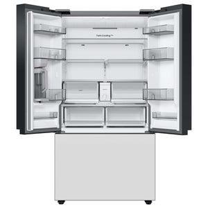 Samsung Bespoke Standard-Depth 30.1-cu ft 3.0 -Door Smart Compatible French Door Refrigerator with Dual Ice Maker with Water Dispenser ( White Glass - All Panels ) ENERGY STAR Certified