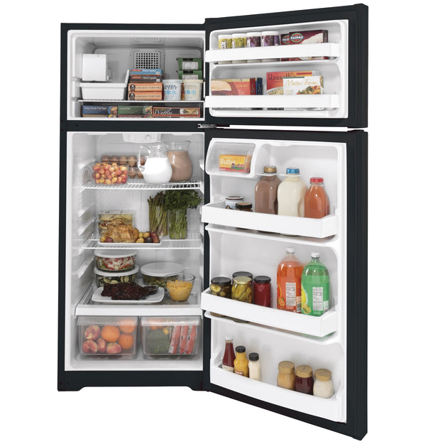 GE 17.5-cu ft Top-Freezer Refrigerator with Ice Maker ( Black ) ENERGY STAR Certified