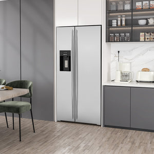 COWSAR 20.01-cu ft Counter-Depth Side-by-Side Refrigerator with Ice Maker ,Water and Ice Dispenser ( Silver )