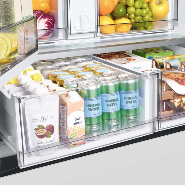 Samsung Bespoke Standard-Depth Beverage Center 30.1-cu ft 3 -Door Smart Compatible French Door Refrigerator with Dual Ice Maker with Water Dispenser and Door within Door ( White Glass - All Panels ) ENERGY STAR Certified