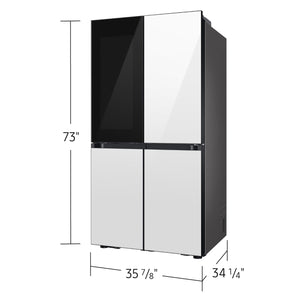 Samsung Bespoke Standard-Depth Beverage Center 28.6-cu ft 4 -Door Smart Compatible French Door Refrigerator with Dual Ice Maker with Water Dispenser and Door within Door ( White Glass ) ENERGY STAR Certified
