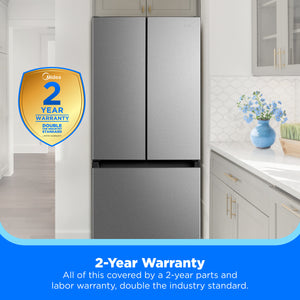 Midea Standard-Depth 18.4-cu ft 3 -Door French Door Refrigerator Optional (sold separately) ( Stainless Steel ) ENERGY STAR Certified