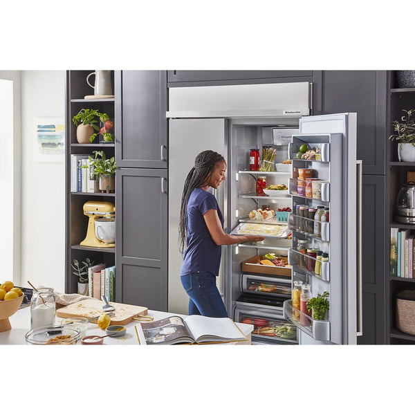 KitchenAid 30-cu ft Counter-Depth Side-by-Side Refrigerator Built-In with Ice Maker ( Stainless Steel with PrintShield Finish )