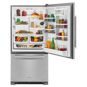 KitchenAid 22.07-cu ft Standard-Depth Bottom-Freezer Refrigerator Ice Maker Optional (sold separately) ( Stainless steel ) ENERGY STAR Certified