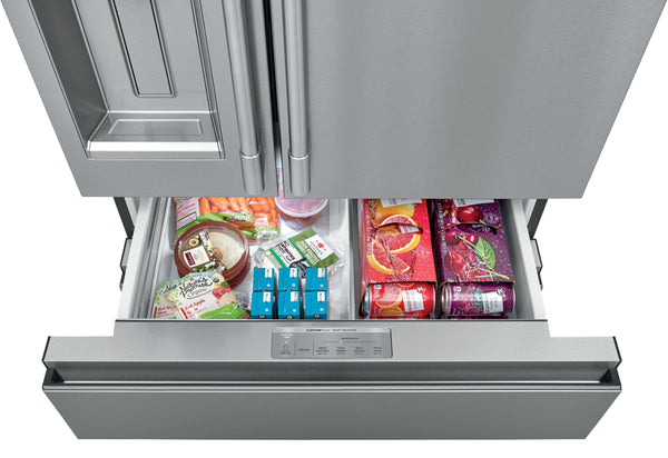 Frigidaire Professional Counter-Depth 21.4-cu ft 4 -Door French Door Refrigerator with Dual Ice Maker with Water and Ice Dispenser ( Smudge-Proof Stainless Steel ) ENERGY STAR Certified