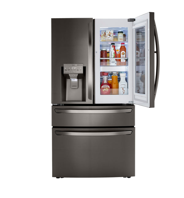 LG Counter-Depth Craft Ice 22.5-cu ft 4 -Door Smart Compatible French Door Refrigerator with Dual Ice Maker with Water and Ice Dispenser and Door within Door ( PrintProof Black Stainless Steel ) ENERGY STAR Certified
