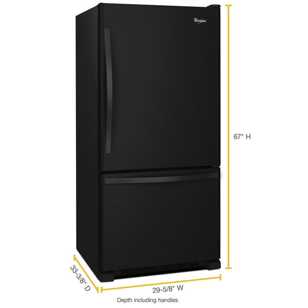 Whirlpool 18.7-cu ft Standard-Depth Bottom-Freezer Refrigerator with Ice Maker ( Black ) ENERGY STAR Certified
