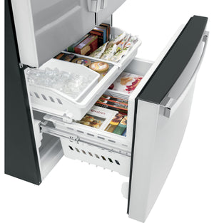 GE Counter-Depth 21.9-cu ft 3 -Door French Door Refrigerator with Ice Maker with Water Dispenser ( Stainless Steel ) ENERGY STAR Certified