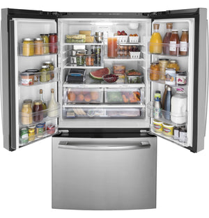 GE Standard-Depth 27-cu ft 3 -Door French Door Refrigerator with Ice Maker with Water Dispenser ( Stainless Steel ) ENERGY STAR Certified
