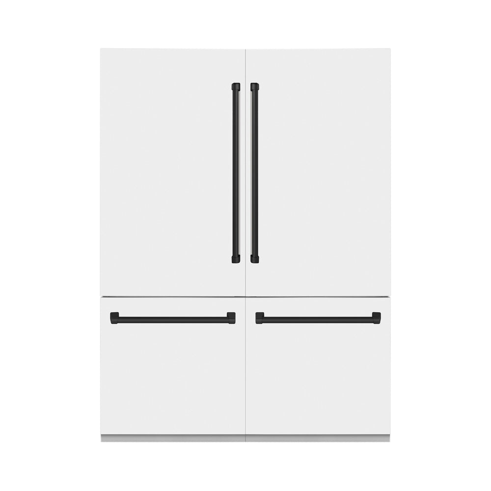 ZLINE KITCHEN & BATH Counter-Depth 32.2-cu ft 4 -Door Built-In French Door Refrigerator with Ice Maker with Water Dispenser ( Stainless Steel with White Matte Panels and Matte Black accent Handles ) ENERGY STAR Certified
