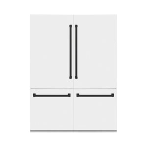 ZLINE KITCHEN & BATH Counter-Depth 32.2-cu ft 4 -Door Built-In French Door Refrigerator with Ice Maker with Water Dispenser ( Stainless Steel with White Matte Panels and Matte Black accent Handles ) ENERGY STAR Certified