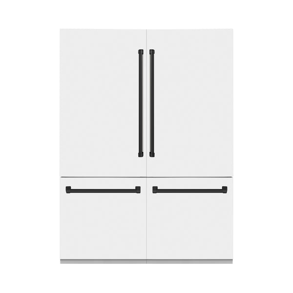 ZLINE KITCHEN & BATH Counter-Depth 32.2-cu ft 4 -Door Built-In French Door Refrigerator with Ice Maker with Water Dispenser ( Stainless Steel with White Matte Panels and Matte Black accent Handles ) ENERGY STAR Certified