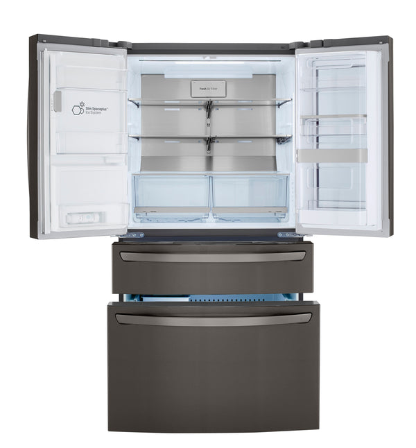 LG Counter-Depth Craft Ice 22.5-cu ft 4 -Door Smart Compatible French Door Refrigerator with Dual Ice Maker with Water and Ice Dispenser and Door within Door ( PrintProof Black Stainless Steel ) ENERGY STAR Certified