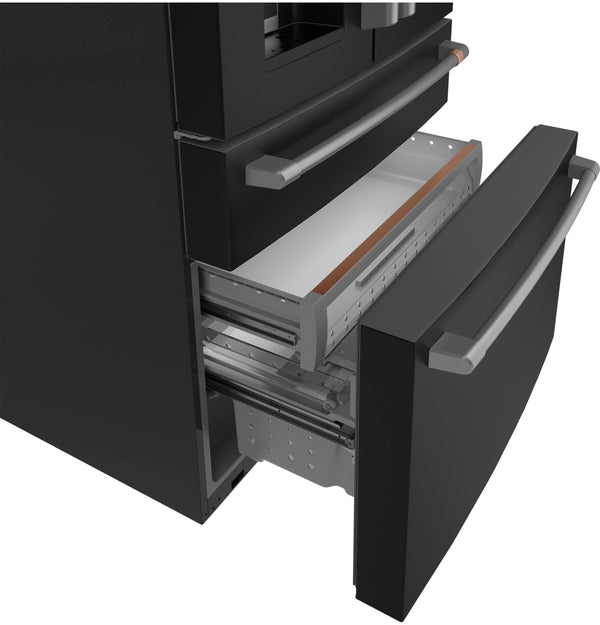 Cafe Counter-Depth 22.3-cu ft 4 -Door Smart Compatible French Door Refrigerator with Ice Maker with Water and Ice Dispenser ( Matte Black ) ENERGY STAR Certified