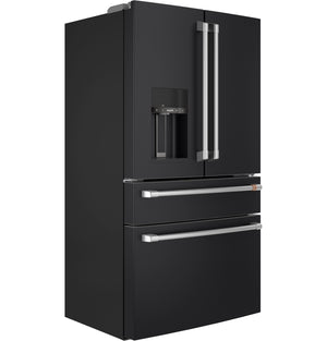 Cafe Counter-Depth 22.3-cu ft 4 -Door Smart Compatible French Door Refrigerator with Ice Maker with Water and Ice Dispenser ( Matte Black ) ENERGY STAR Certified