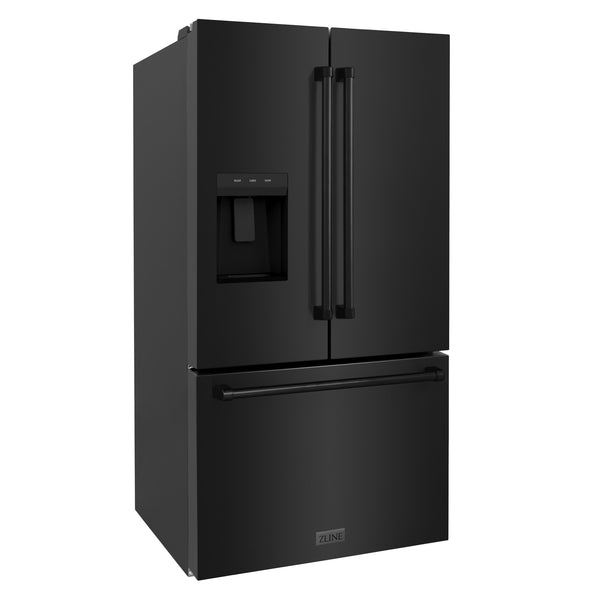 ZLINE KITCHEN & BATH Standard-Depth 28.9-cu ft 3 -Door French Door Refrigerator with Ice Maker with Water and Ice Dispenser ( Black Stainless Steel with Black Stainless Steel Handle ) ENERGY STAR Certified