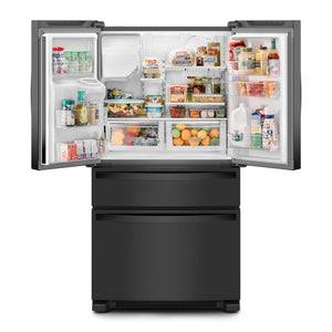 Whirlpool Standard-Depth 24.5-cu ft 4 -Door French Door Refrigerator with Ice Maker with Water and Ice Dispenser ( Black ) ENERGY STAR Certified
