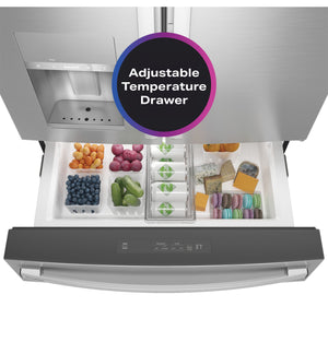 GE Profile Standard-Depth 27.9-cu ft 4 -Door Smart Compatible French Door Refrigerator with Ice Maker with Water and Ice Dispenser and Door within Door ( Stainless Steel ) ENERGY STAR Certified