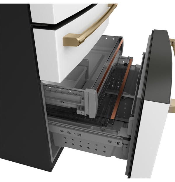 Cafe Counter-Depth 23.2-cu ft 4 -Door Smart Compatible French Door Refrigerator with Ice Maker with Water Dispenser ( Matte White ) ENERGY STAR Certified