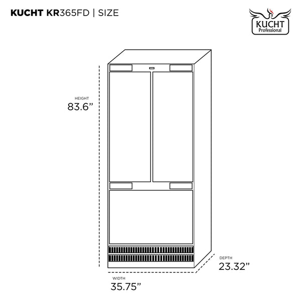 Kucht Counter-Depth 19.8-cu ft 3 -Door Built-In French Door Refrigerator with Ice Maker with Water and Ice Dispenser ( White ) ENERGY STAR Certified