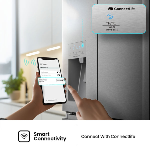 Hisense PureFlat Standard-Depth 25.6-cu ft 4 -Door Smart Compatible French Door Refrigerator with Ice Maker with Water and Ice Dispenser ( Stainless steel ) ENERGY STAR Certified