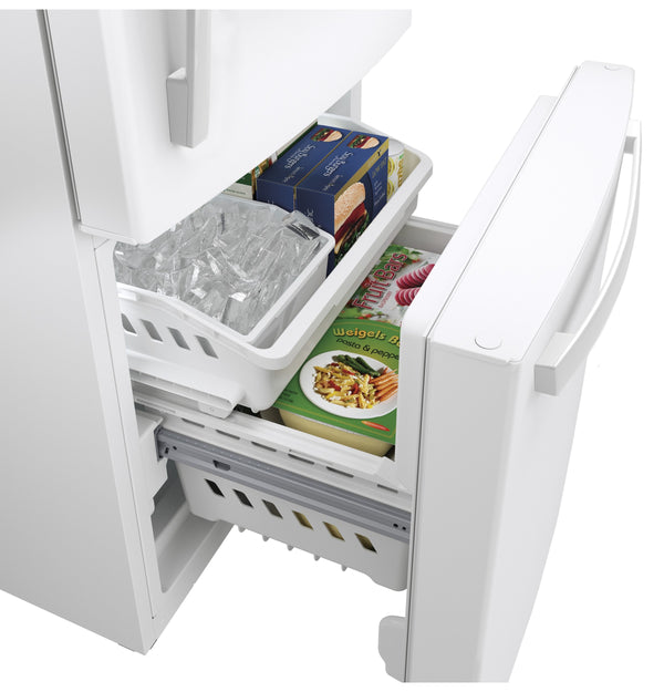 GE 20.9-cu ft Standard-Depth Bottom-Freezer Refrigerator with Ice Maker ( White ) ENERGY STAR Certified
