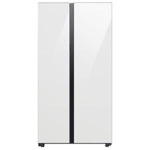 Samsung Bespoke Beverage Center 28-cu ft Side-by-Side Refrigerator Smart Compatible with Dual Ice Maker and Water Dispenser ( White Glass ) ENERGY STAR Certified