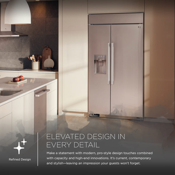 LG STUDIO 25.6-cu ft Counter-Depth Side-by-Side Refrigerator Built-In Smart Compatible with Ice Maker ,Water and Ice Dispenser ( Stainless Steel )