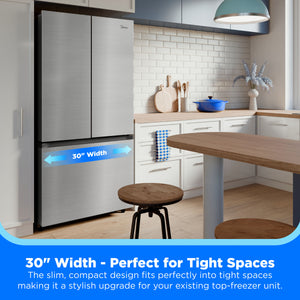 Midea Standard-Depth 18.4-cu ft 3 -Door French Door Refrigerator Optional (sold separately) ( Stainless Steel ) ENERGY STAR Certified