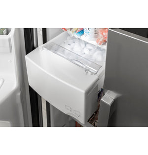GE 21.8-cu ft Counter-Depth Side-by-Side Refrigerator with Ice Maker ,Water and Ice Dispenser ( Slate )