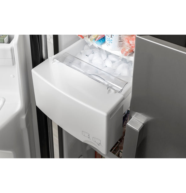 GE 21.8-cu ft Counter-Depth Side-by-Side Refrigerator with Ice Maker ,Water and Ice Dispenser ( Stainless Steel )