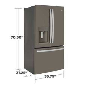 GE Counter-Depth 22.2-cu ft 3 -Door French Door Refrigerator with Ice Maker with Water and Ice Dispenser ( Slate ) ENERGY STAR Certified