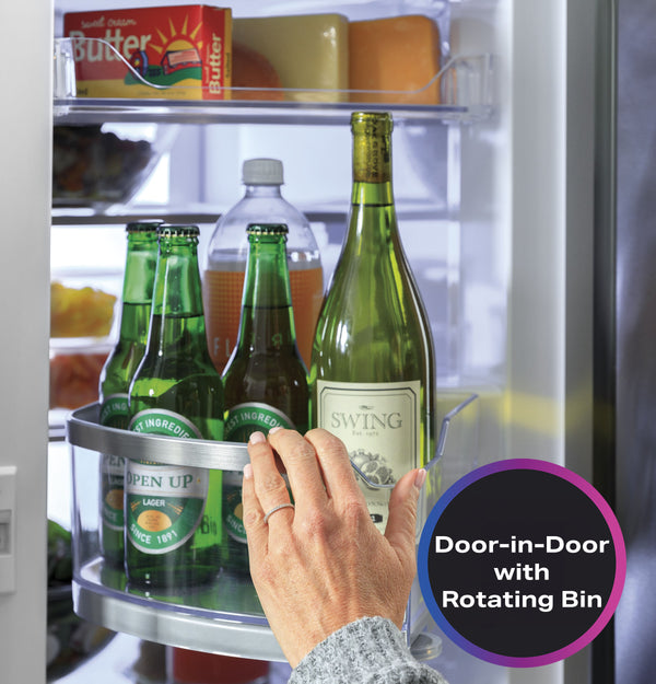 GE Profile Standard-Depth 27.9-cu ft 4 -Door Smart Compatible French Door Refrigerator with Ice Maker with Water and Ice Dispenser and Door within Door ( Stainless Steel ) ENERGY STAR Certified