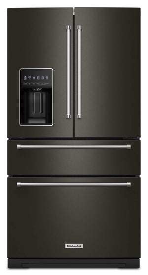 KitchenAid Standard-Depth 26.2-cu ft 4 -Door French Door Refrigerator with Water and Ice Dispenser ( Black Stainless )