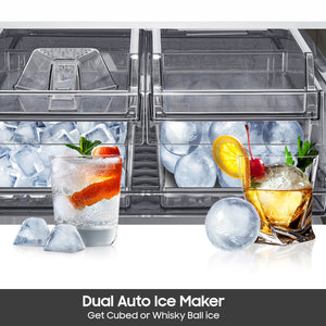 Samsung Bespoke Counter-Depth Beverage Center 23.5-cu ft 4 -Door Smart Compatible French Door Refrigerator with Dual Ice Maker with Water Dispenser and Door within Door ( Stainless Steel ) ENERGY STAR Certified