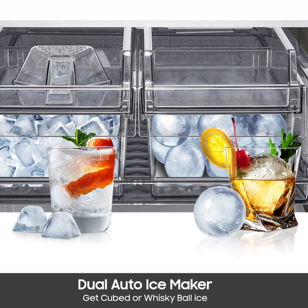 Samsung Bespoke Counter-Depth Beverage Center 23.5-cu ft 4 -Door Smart Compatible French Door Refrigerator with Dual Ice Maker with Water Dispenser and Door within Door ( Stainless Steel ) ENERGY STAR Certified