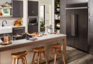 KitchenAid 30-cu ft Counter-Depth Side-by-Side Refrigerator Built-In ( Black Stainless Steel with PrintShield Finish )