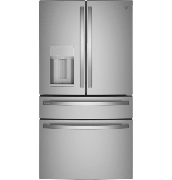 GE Profile Standard-Depth 27.9-cu ft 4 -Door Smart Compatible French Door Refrigerator with Ice Maker with Water and Ice Dispenser and Door within Door ( Stainless Steel ) ENERGY STAR Certified