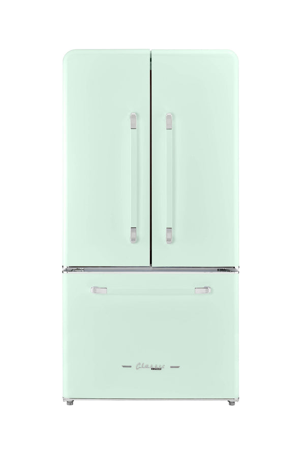 UNIQUE Classic Retro Counter-Depth 21.4-cu ft 3 -Door French Door Refrigerator with Ice Maker with Ice Dispenser ( Summer Mint Green ) ENERGY STAR Certified