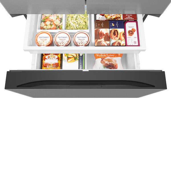 Samsung Standard-Depth Mega Capacity 30.5-cu ft 3 -Door Smart Compatible French Door Refrigerator with Ice Maker with Water and Ice Dispenser ( Fingerprint Resistant Stainless Steel ) ENERGY STAR Certified