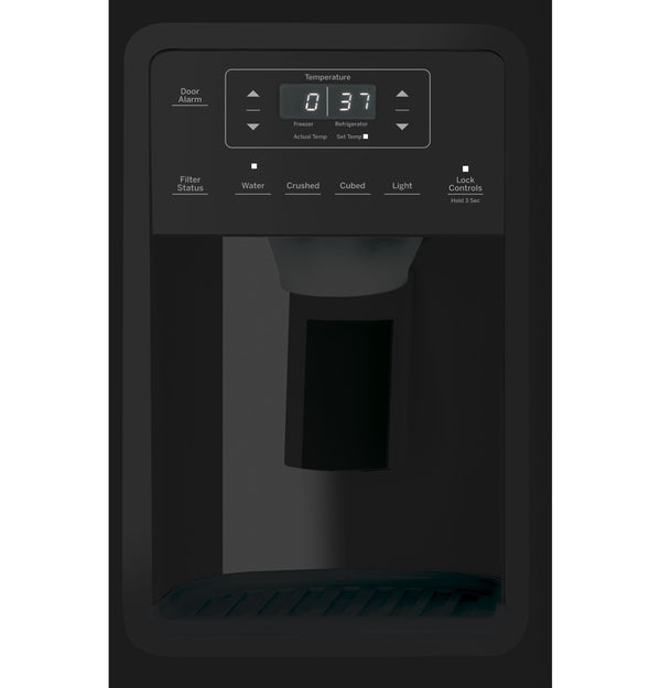 GE 23-cu ft Side-by-Side Refrigerator with Ice Maker ,Water and Ice Dispenser ( Black )