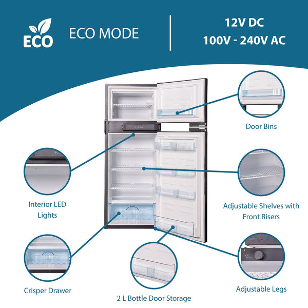 Equator Advanced Appliances RV 12V/DC OFF-GRID 10-cu ft Counter-Depth Top-Freezer Refrigerator Built-In ( Stainless )