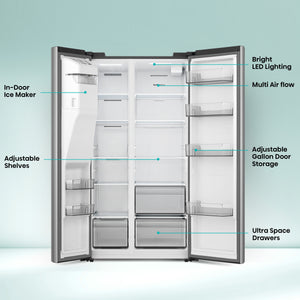 Hisense 29.1-cu ft Side-by-Side Refrigerator with Ice Maker ,Water and Ice Dispenser ( Stainless steel )