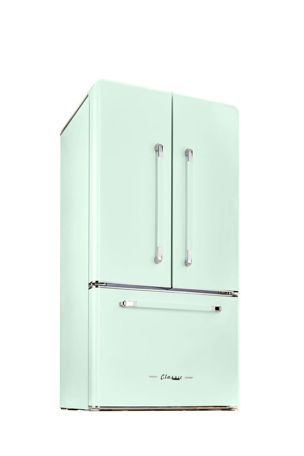 UNIQUE Classic Retro Counter-Depth 21.4-cu ft 3 -Door French Door Refrigerator with Ice Maker with Ice Dispenser ( Summer Mint Green ) ENERGY STAR Certified