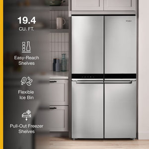 Whirlpool Counter-Depth 19.4-cu ft 4 -Door French Door Refrigerator with Ice Maker ( Fingerprint-Resistant Stainless Finish ) ENERGY STAR Certified