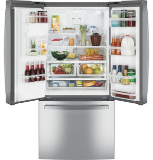 GE Standard-Depth 23.7-cu ft 3 -Door French Door Refrigerator with Ice Maker with Water and Ice Dispenser ( Stainless Steel ) ENERGY STAR Certified