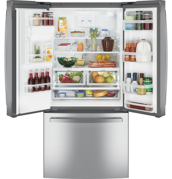 GE Standard-Depth 23.7-cu ft 3 -Door French Door Refrigerator with Ice Maker with Water and Ice Dispenser ( Stainless Steel ) ENERGY STAR Certified