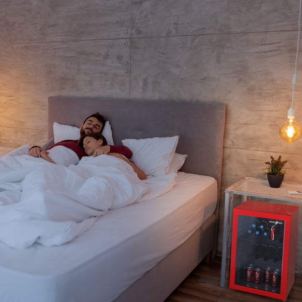 SnowLion Premium 69L Beverage Glass Door 2.4-cu ft Mini Fridge ( Red ) Garage Ready